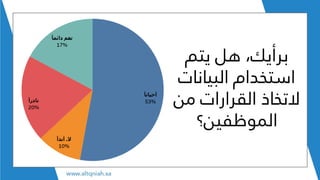 ‫يتم‬ ‫هل‬ ،‫برأيك‬
‫البيانات‬ ‫استخدام‬
‫من‬ ‫القرارات‬ ‫التخاذ‬
‫الموظفين؟‬
 