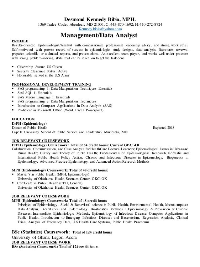 data and management analyst public health analyst