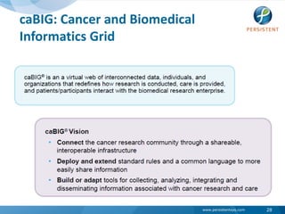caBIG: Cancer and Biomedical Informatics Grid28
