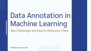 www.damcogroup.com
Data Annotation in
Machine Learning
Key Challenges and How to Overcome Them
 