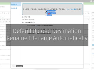 Default Upload Destination
Rename Filename Automatically
 