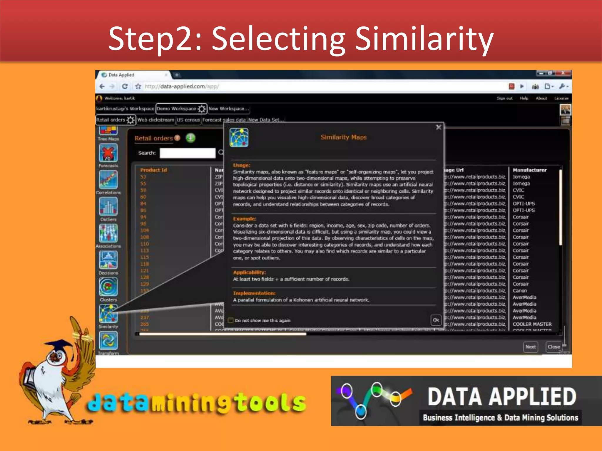 Step2: Selecting Similarity