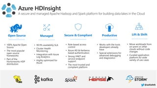 • The most trusted and
compliant platform
A secure and managed Apache Hadoop and Spark platform for building data lakes in the Cloud
@ashishth
 