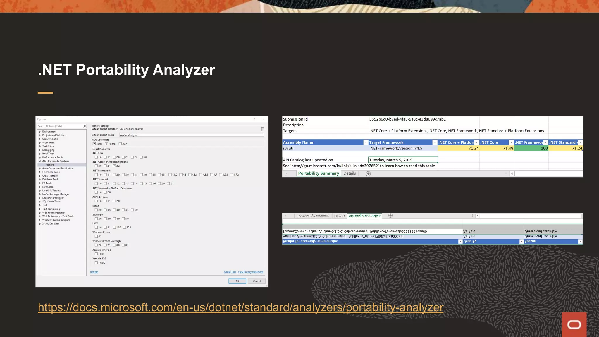 .NET Portability Analyzer https://docs.microsoft.com/en-us/dotnet/standard/analyzers/portability-analyzer 