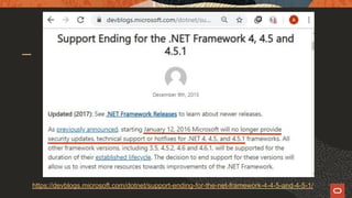 .NET framework vs .net core 3.1 commons & differences | PPT