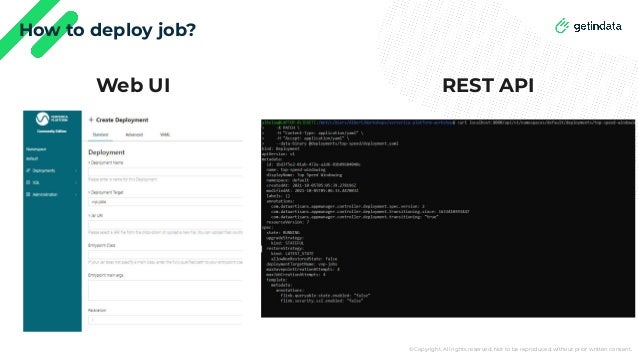 © Copyright. All rights reserved. Not to be reproduced without prior written consent.
How to deploy job?
Web UI REST API
 