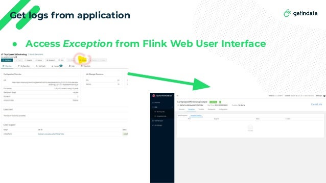 © Copyright. All rights reserved. Not to be reproduced without prior written consent.
Get logs from application
● Access Exception from Flink Web User Interface
 