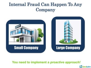 Internal Fraud Can Happen To Any
Company
Small Company Large Company
You need to implement a proactive approach!
 