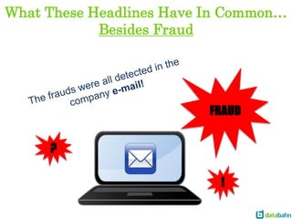 What These Headlines Have In Common…
Besides Fraud
FRAUD
!
?
 