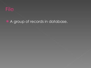 A group of records in database. 