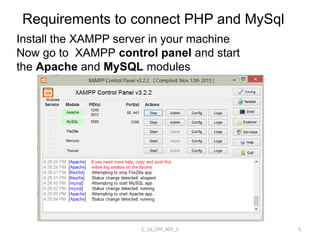 Database connectivity in php using mysql predefined functions | PPTX