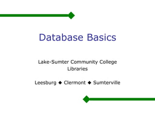 Database Basics Lake-Sumter Community College Libraries Leesburg    Clermont    Sumterville 