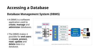 Introduction to Database Management Systems and SQL | PPTX