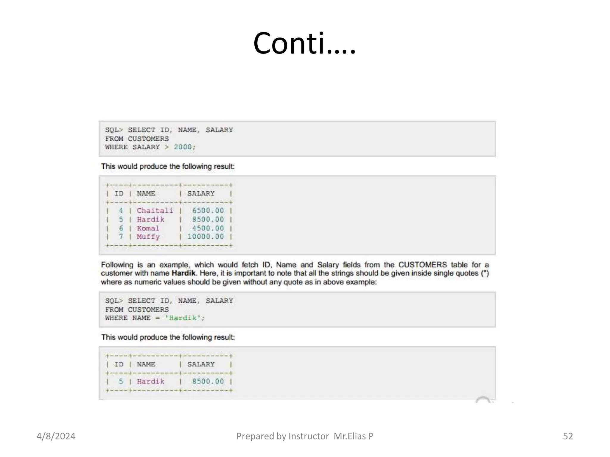 Conti….
4/8/2024 Prepared by Instructor Mr.Elias P 52
 