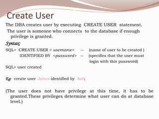 Database administration commands | PPT