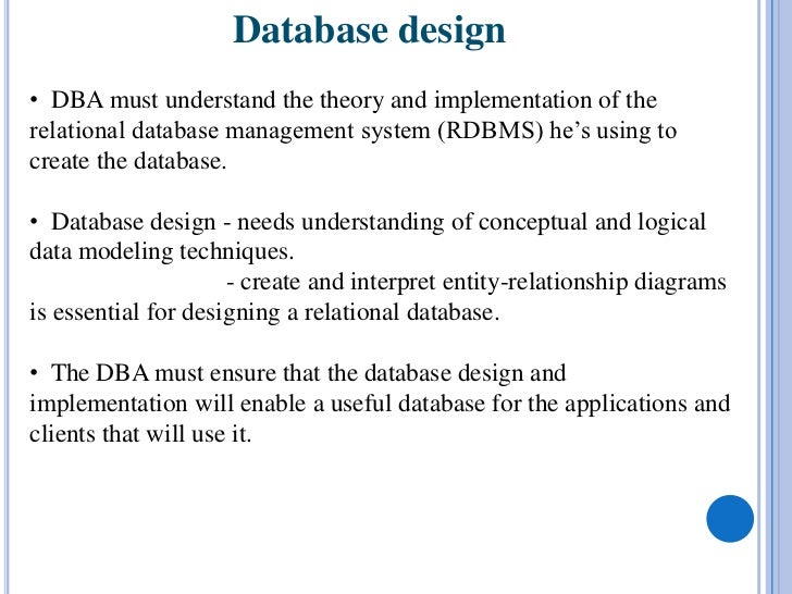 database administrator responsibilities in dbms