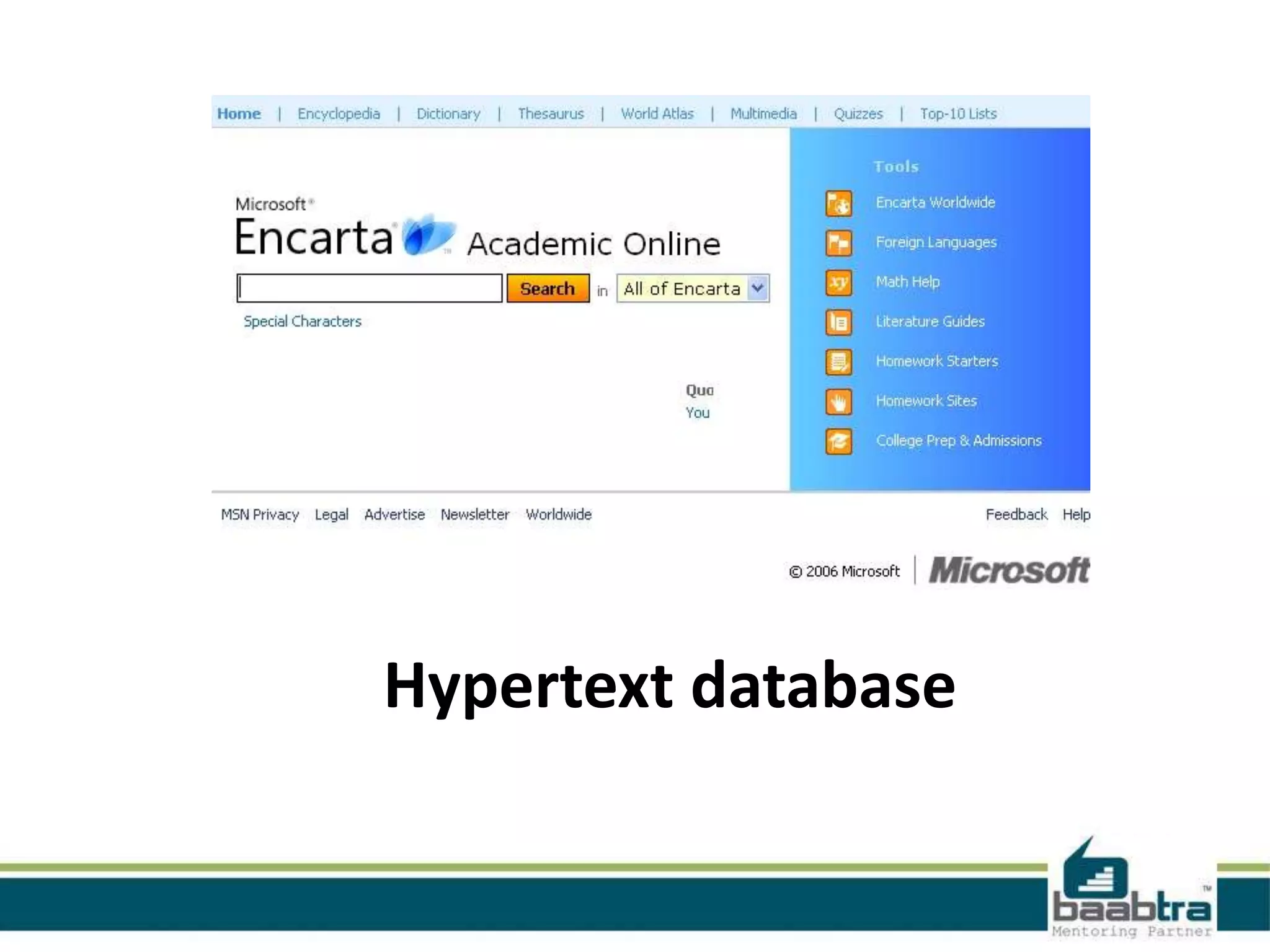 Hypertext database
 