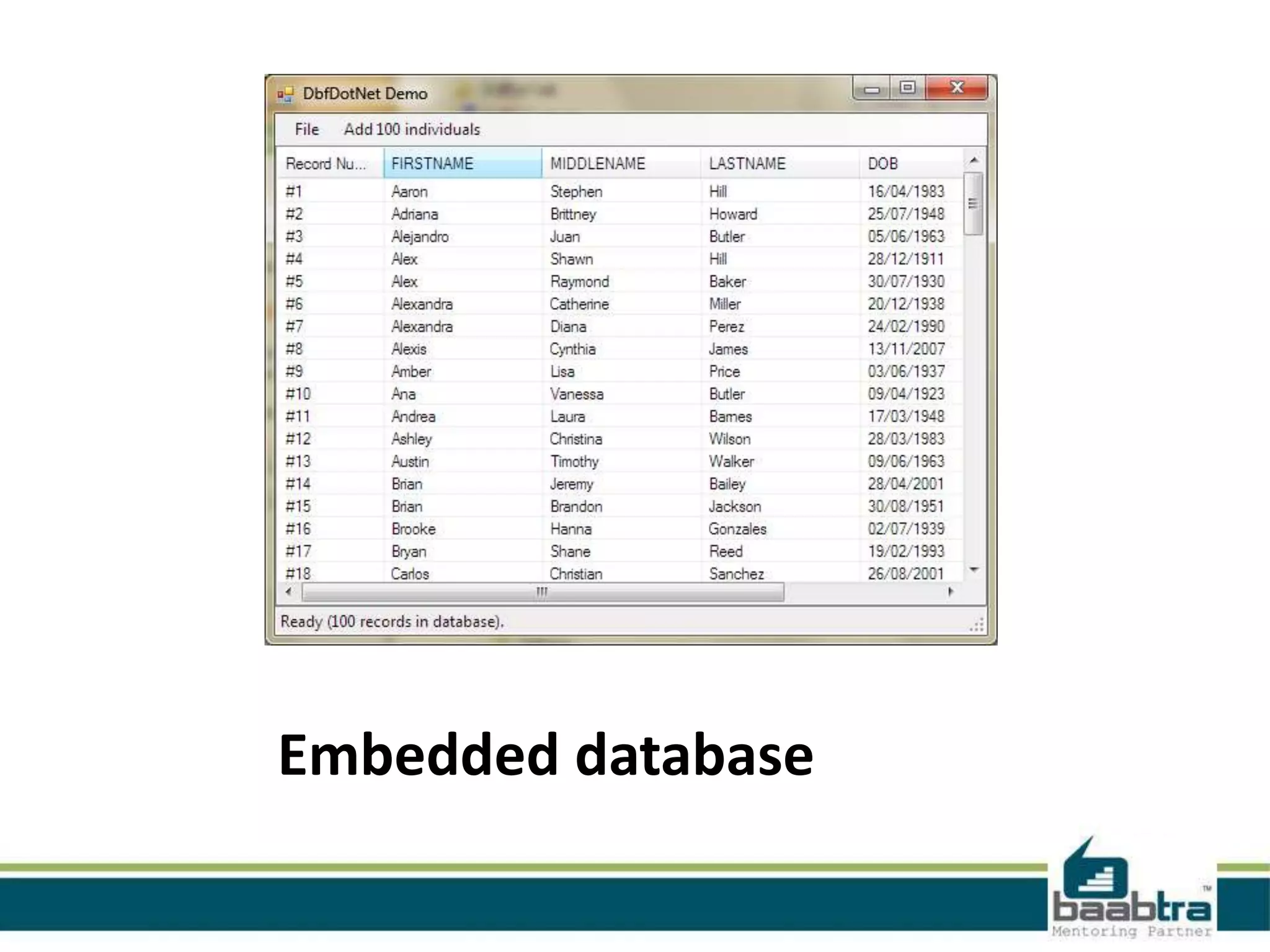 Embedded database
 
