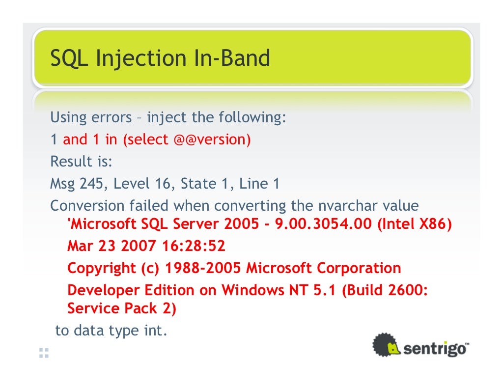 SQL Injection In-Band Using errors