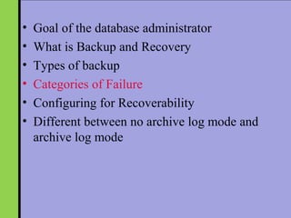Database backup and recovery basics | PPT