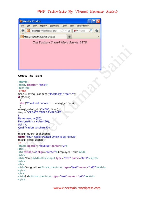 Database connectivity in PHP | PDF image.