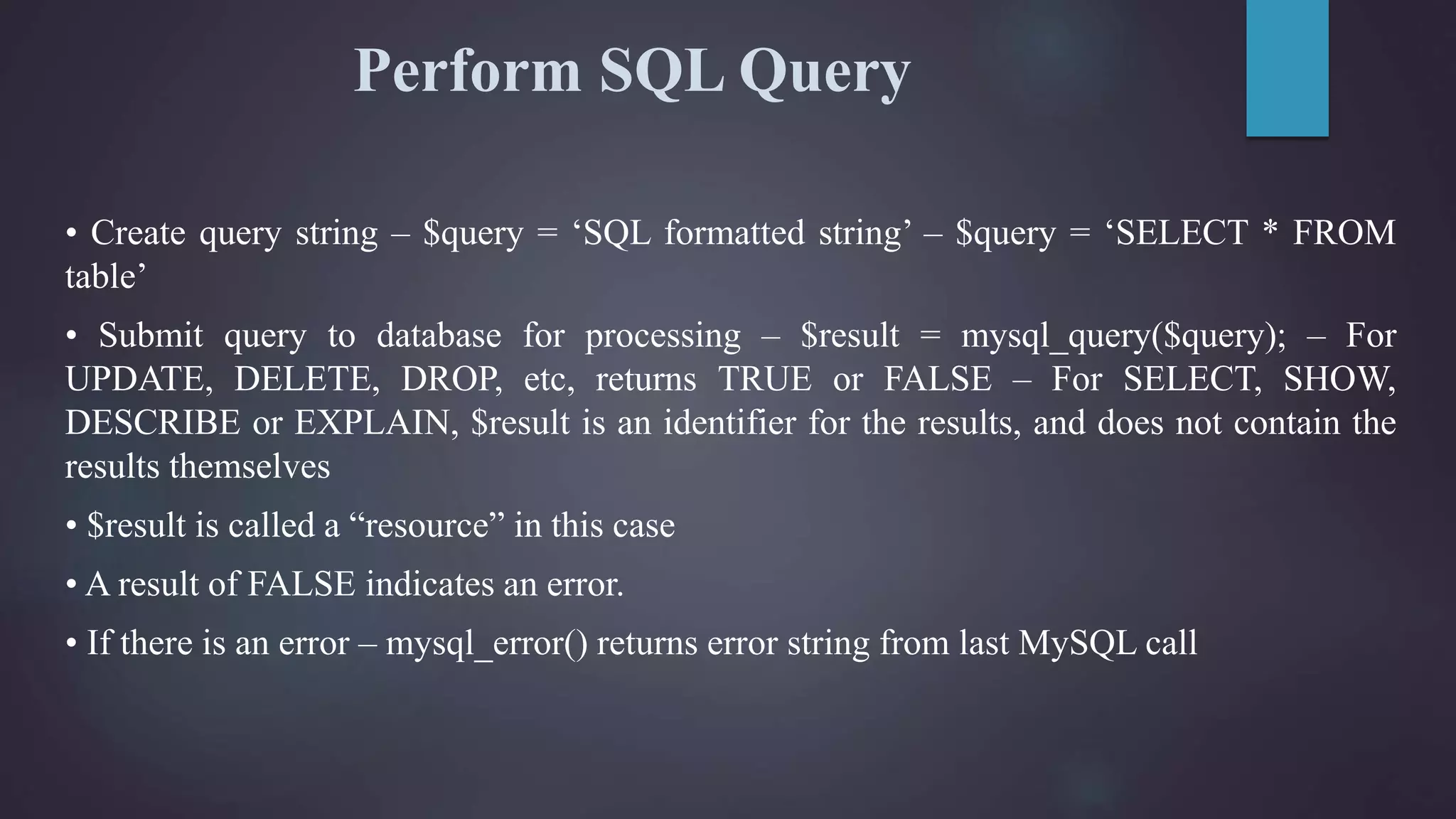 Database Connectivity in PHP | PPTX