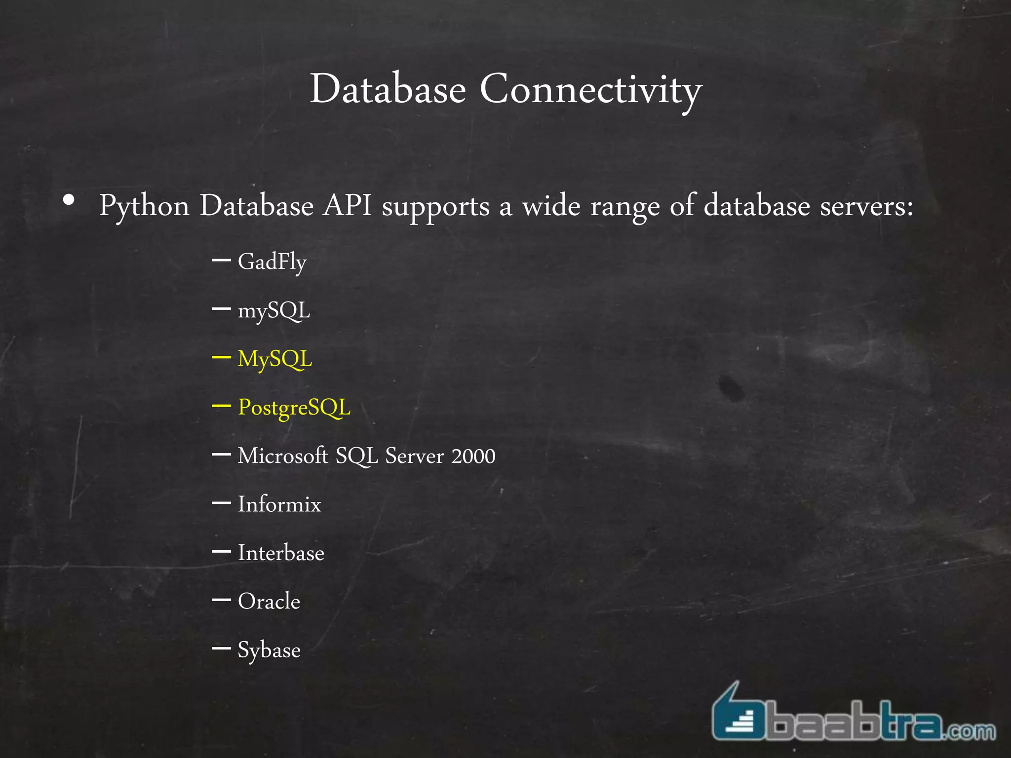Database connectivity in python | PPT