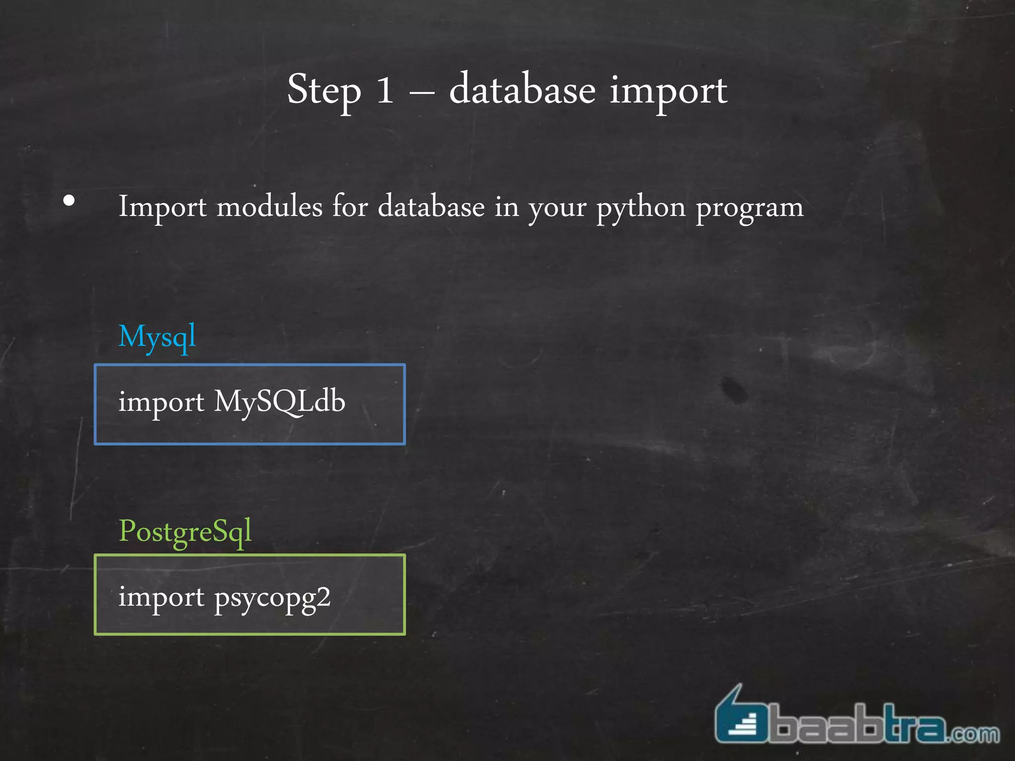Database connectivity in python | PPT