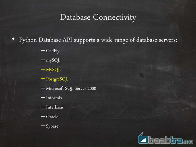 Database connectivity in python | PPTX