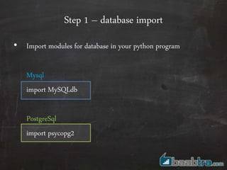 Database connectivity in python | PPT