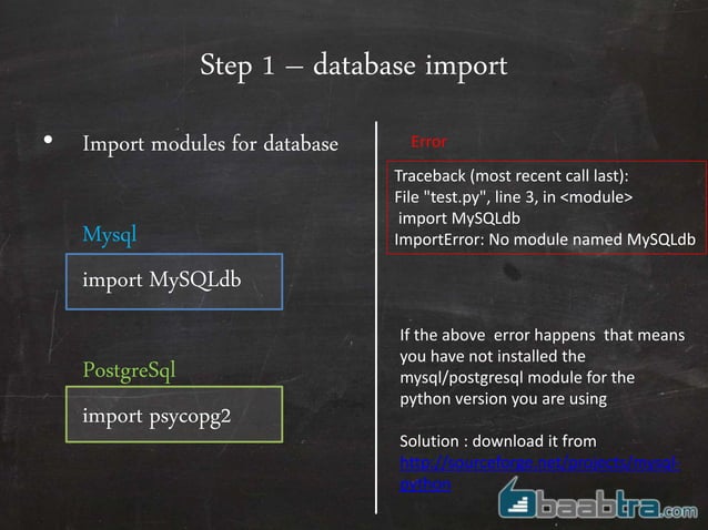 Database connectivity in python | PPT