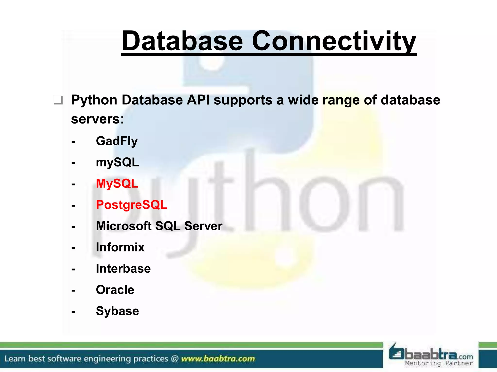 Database connectivity in python | PPT