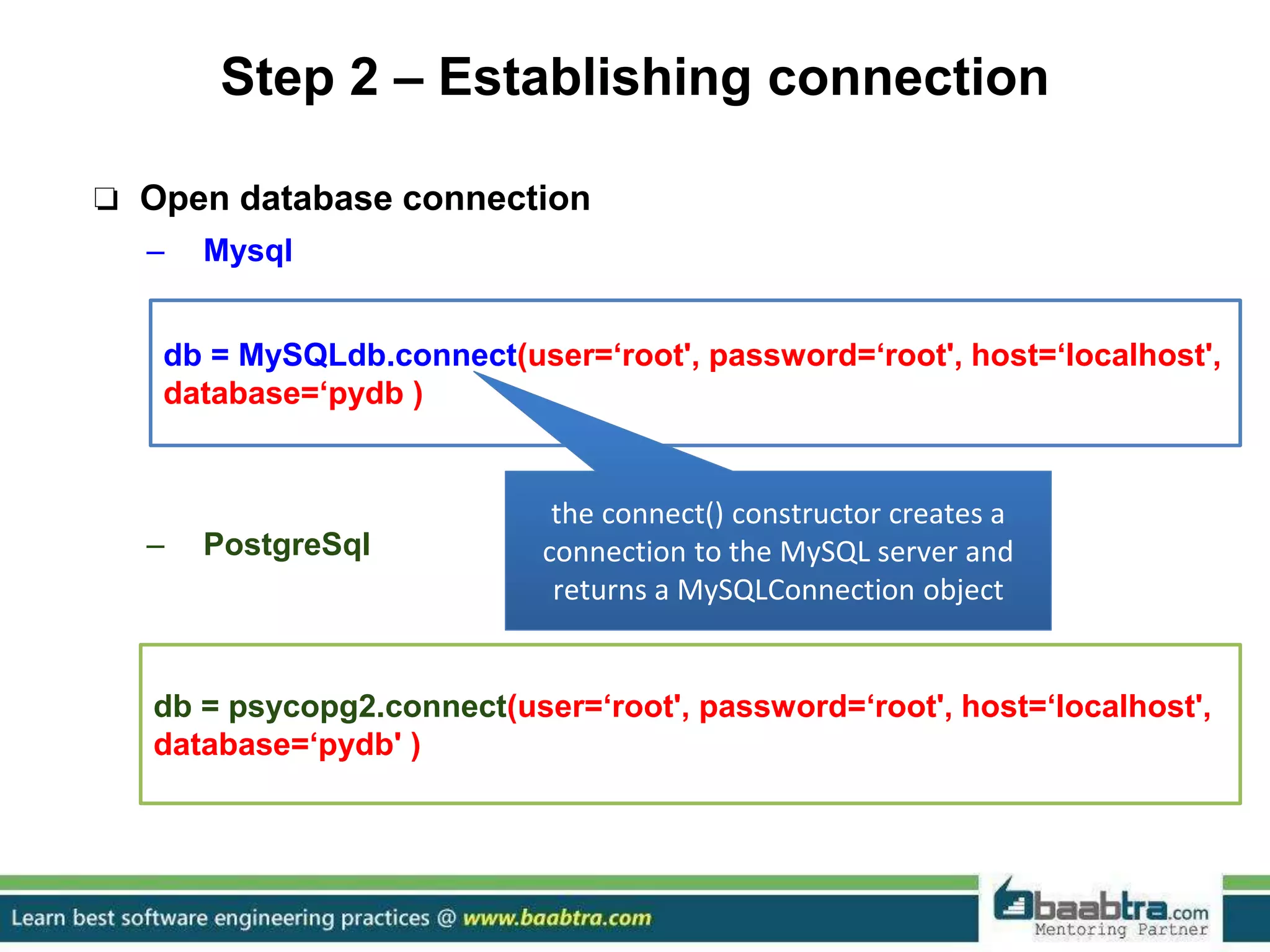 Database connectivity in python | PPT