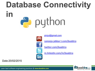 Database connectivity in python | PPT