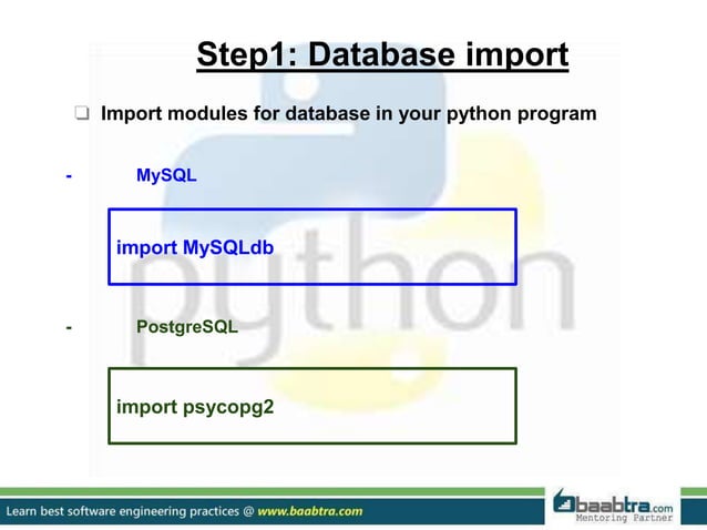 Database connectivity in python | PPT