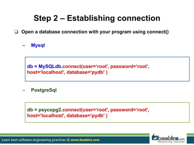 Database connectivity in python | PPT