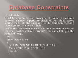 DATABASE CONSTRAINTS | PPTX