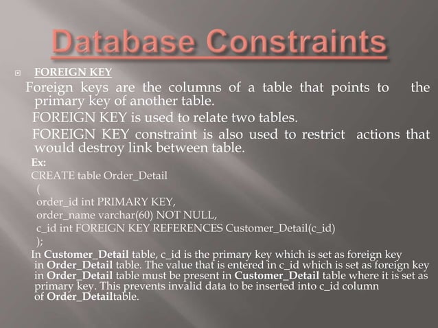 DATABASE CONSTRAINTS | PPTX