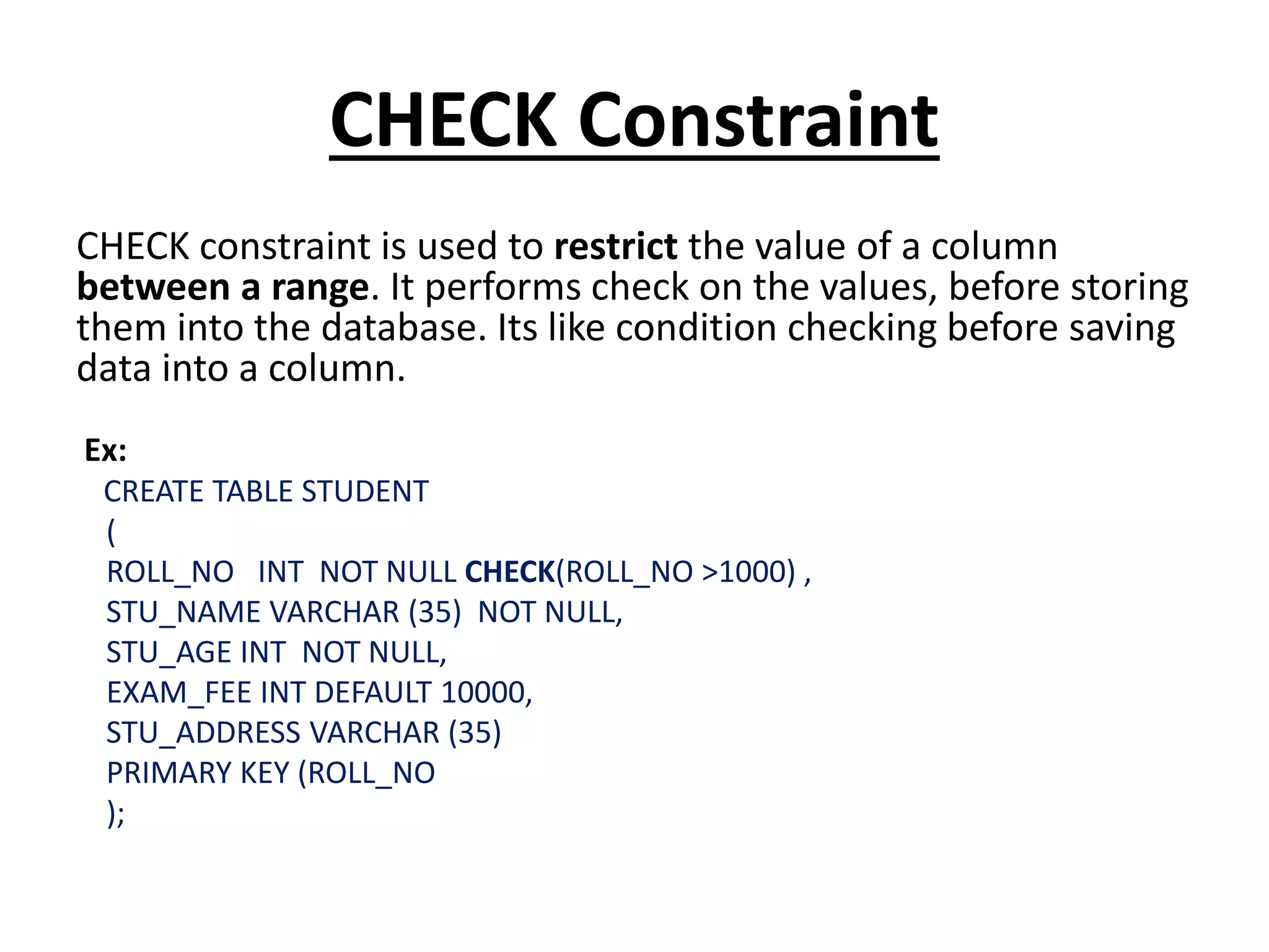 Database constraints | PPT