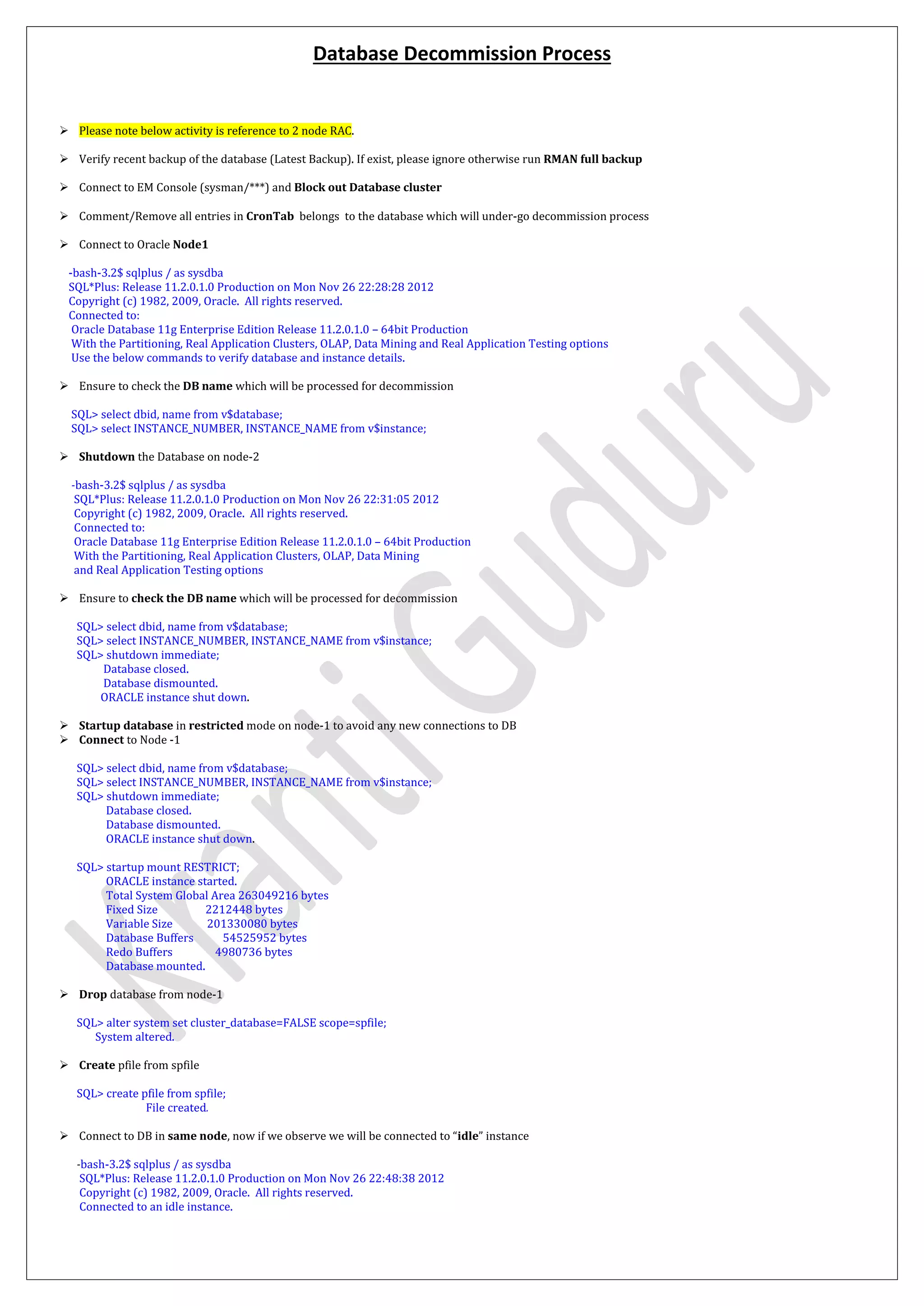 Database decommission process | PDF