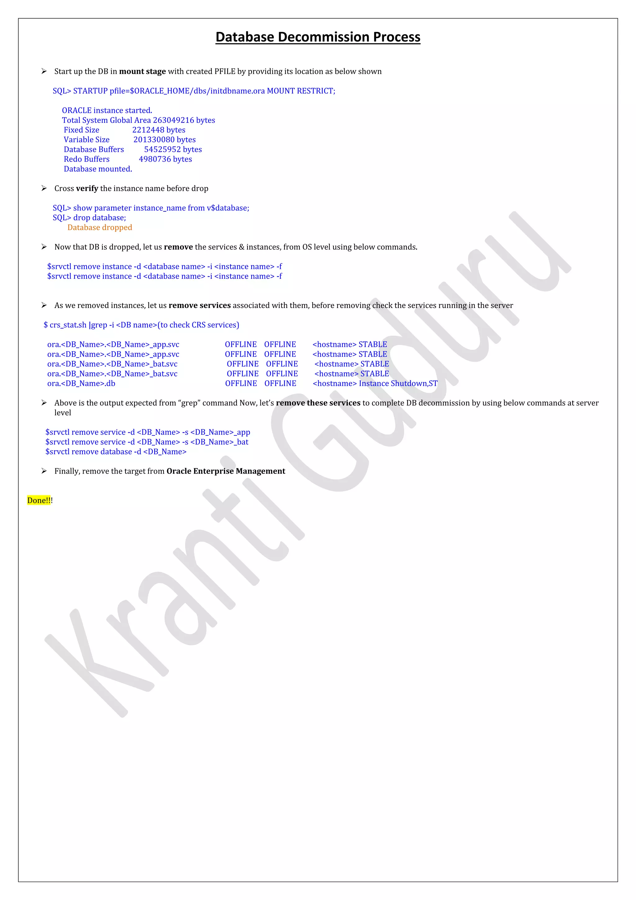 Database decommission process | PDF