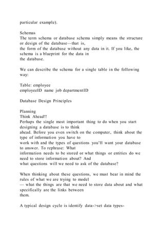 Schema Example Before Designing Database DESIGN CONCEPTSDr. Dexter Francis2Data Design | DOCX