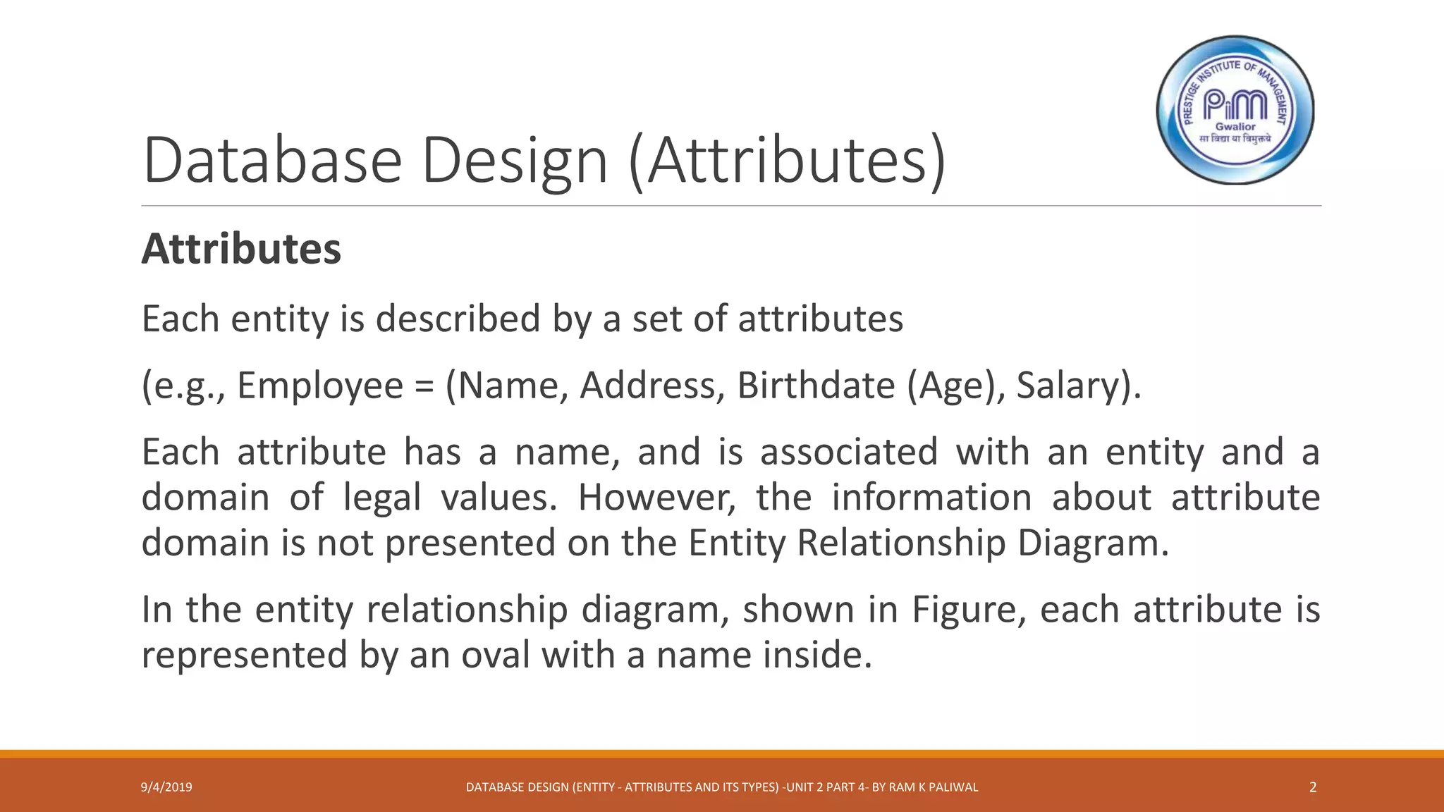 Database design entity attribute and its types unit 2 part 4 ppt