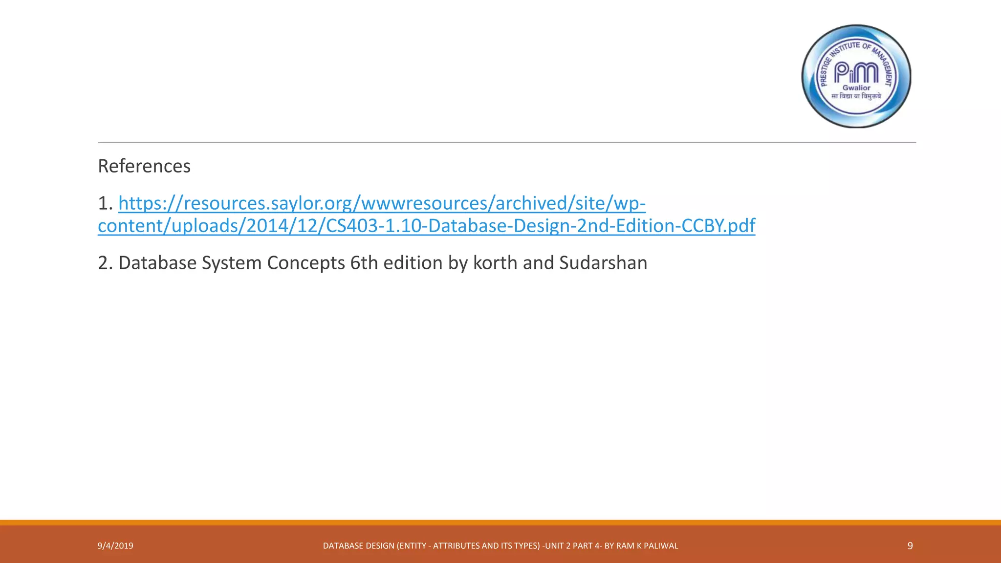 Database design entity attribute and its types unit 2 part 4 ppt
