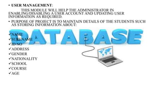 Database documentation | PPTX