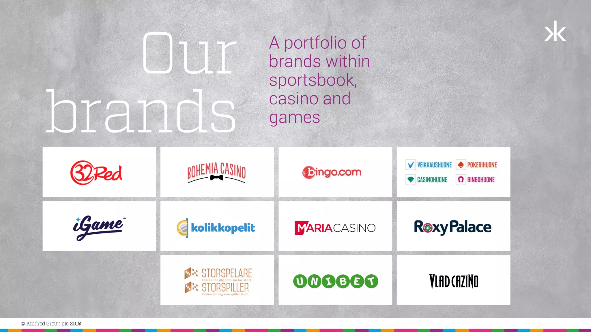 A portfolio of brands within sportsbook, casino and games 
