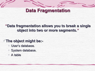 Database fragmentation | PPT