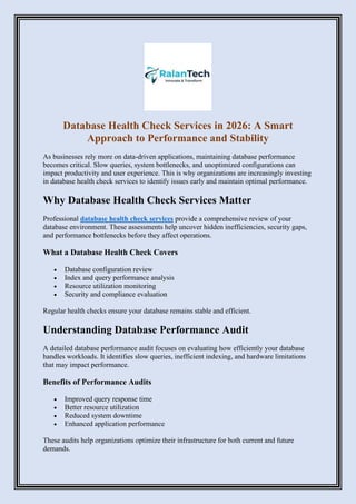 Database Health Check Services in 2026 A Smart Approach to Performance ...