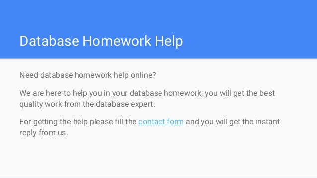 Homework help on databases