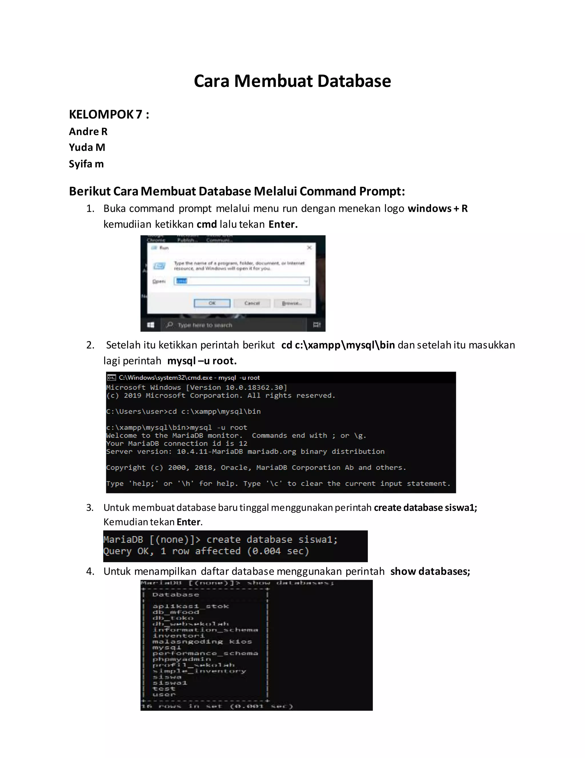 Tutorial Database with CMD | DOCX